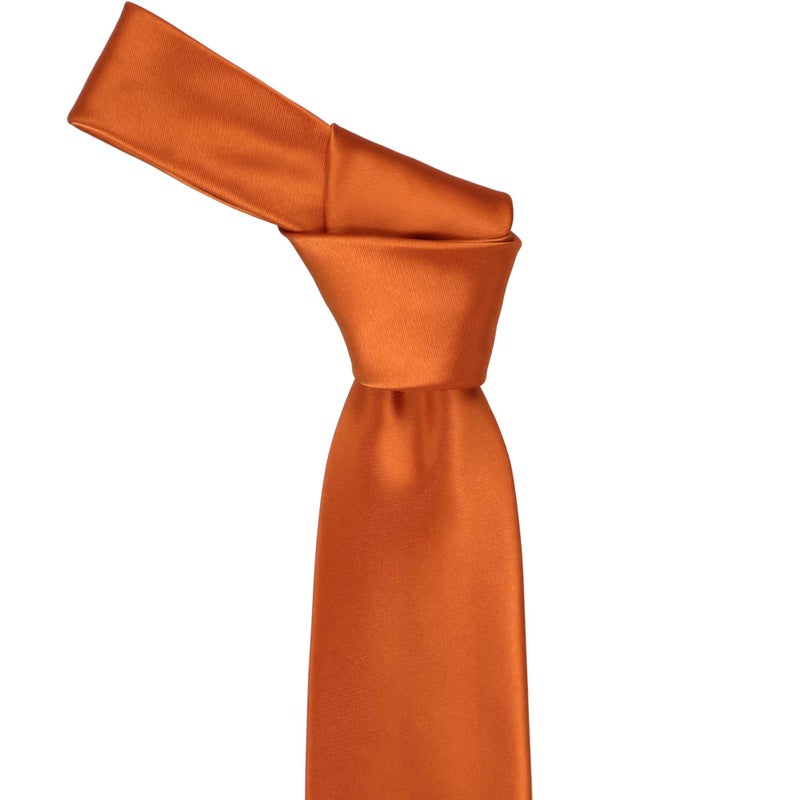 tiemart Premium Solid Color Necktie (Burnt Orange) - Image 3